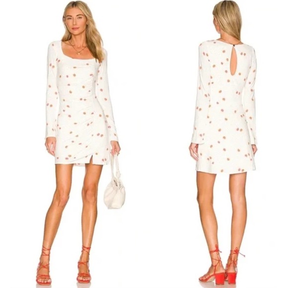 Free People Dresses & Skirts - Free People Celia Mini Dress Ivory Extra Small Floral Long Sleeve NWT